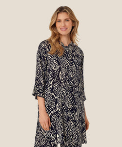 Geam Button-Up Tunic | Black Square Print | Masai Copenhagen