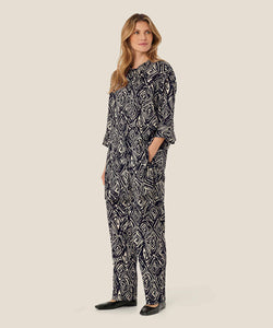 Geam Button-Up Tunic | Black Square Print | Masai Copenhagen