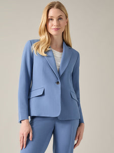 Ava Jacket, Iconic Stretch Crepe, Blue Heron | Kasper