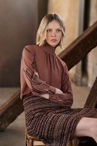 Flounced Tweed Knit Mini Skirt | Ming Wang