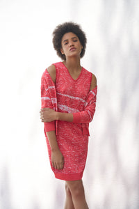 Sheath Knee-Length Dress - Abstract Line Soft Knit | Ming Wang