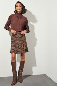 Flounced Tweed Knit Mini Skirt | Ming Wang