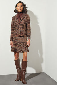 Flounced Tweed Knit Mini Skirt | Ming Wang