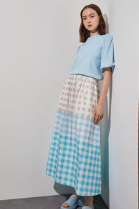 Maxi A-Line Skirt - Gingham Cotton Poplin | Ming Wang