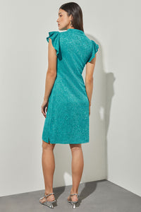 Knee Length Sheath Dress - Metallic Knit | Ming Wang