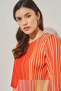 Fine Pleat Blouse - Striped Crepe de Chine | Ming Wang