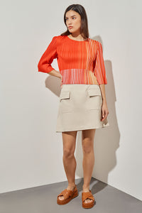 Fine Pleat Blouse - Striped Crepe de Chine | Ming Wang